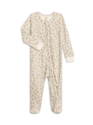 Neve Ruffle Zipper Footie - Laverne Floral/Taupe