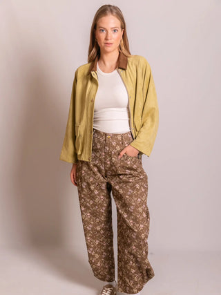 Kelly Corduroy Collar Suede Jacket
