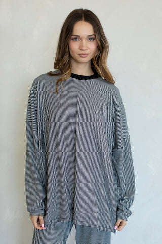 Kenzie Ribbed Stripe Top - Black