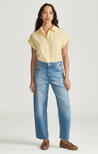 Nica Crop High Rise Crop Barrel - Light Brushed Classic Blue