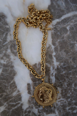 Gold "Love Each Other More" Coin Necklace