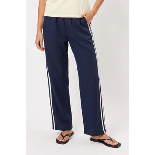Brynlynn Linen Side Stripe Pants - Navy