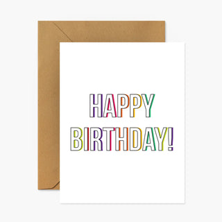 Happy Birthday Colorful Outline Card