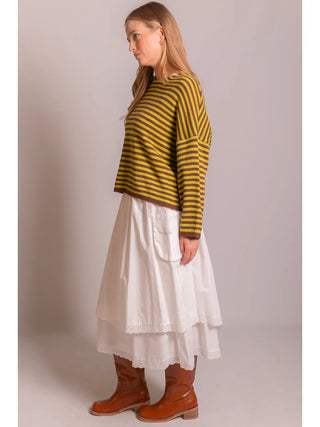 Mazel Striped T-Body Sweater - Chocolate/Matcha