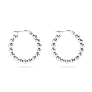 Circle Ball Hoop Silver Earrings 18k PVD