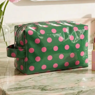 Mabel Green Polka Dot Cosmetic Bag