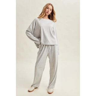 Harper Striped Knit Set - Heather Grey & Cream