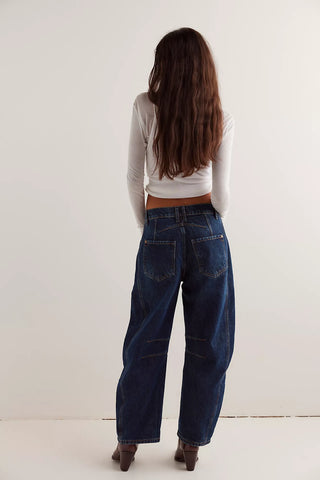 Good Luck Mid Rise Barrel Jean - Deep End // Free People