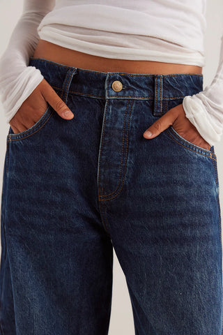 Good Luck Mid Rise Barrel Jean - Deep End // Free People