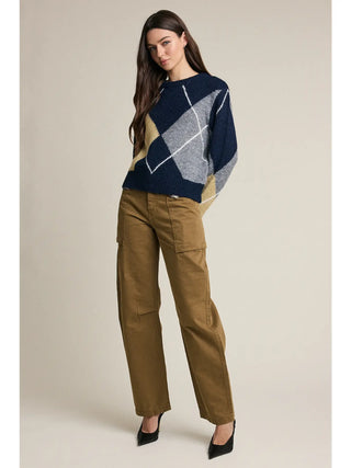 Amanda Argyle Pattern Knit Sweater - Navy/Mustard/Olive