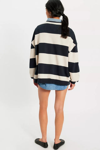 Classic Stripe Oversized Crewneck / Black Combo // Free People