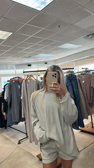 Baylor Oversized Rib Top - Heather Grey