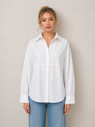 Claire Cotton Poplin Oversized Shirt - White