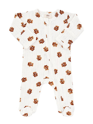 Teddy Bear Organic Pointelle 2-Way Zip Footie