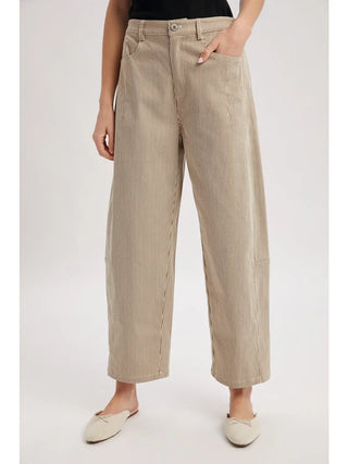 Luca Striped Cotton Pants - Espresso/Taupe