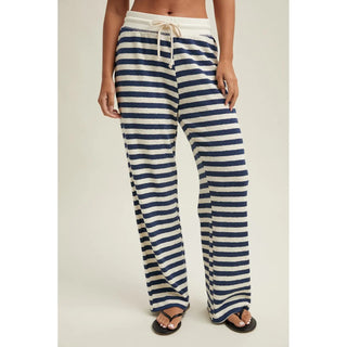 Evelyn Striped Knit Pants - Navy/Cream