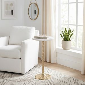 White & Gold Accent Table - 24"