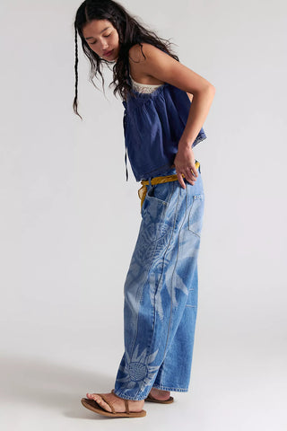 Good Luck Printed Barrel Jean - Sun Fade // Free People
