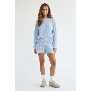 Crystal Striped Long Sleeve & Shorts Set - Blue/White