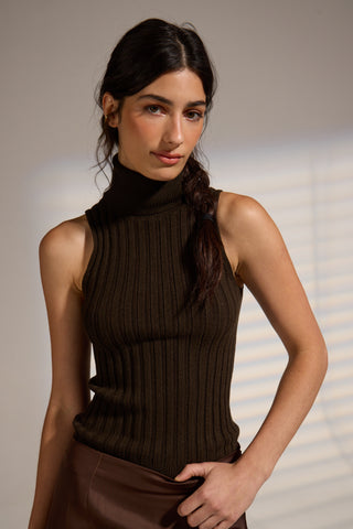 Ben Turtleneck Knit Top - Chocolate // Deluc