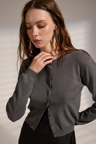 Clark Button Down Cardigan - Dark Grey Melange //Deluc