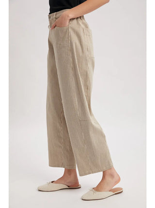 Luca Striped Cotton Pants - Espresso/Taupe
