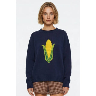 Corn Pullover Sweater - Navy