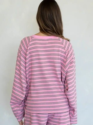 Emelia Stripe Top -  Pink/Brown