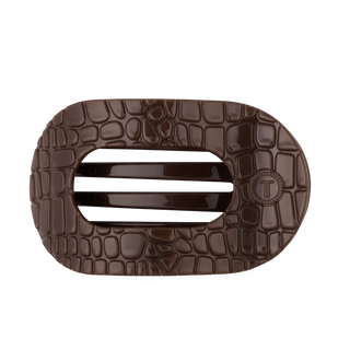 Brown Crocodile Large Flat Round Hair Clip // Teleties