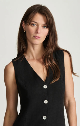 Linen Drop Waist Mini Dress - Black // Mavi