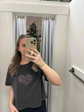 Sparkle Heart Wide Boy Tee - Vintage Black