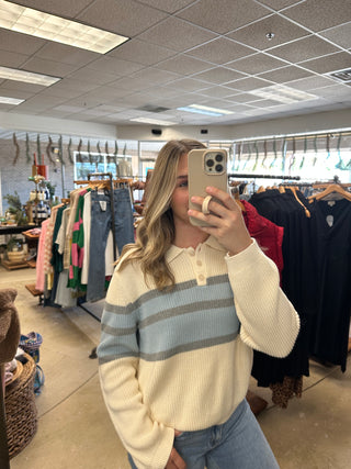 Stanford Polo / Ivory Combo / Stitches and Stripes