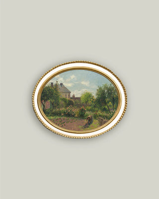 Artist's Garden in Cream Oval Frame 14 x 11