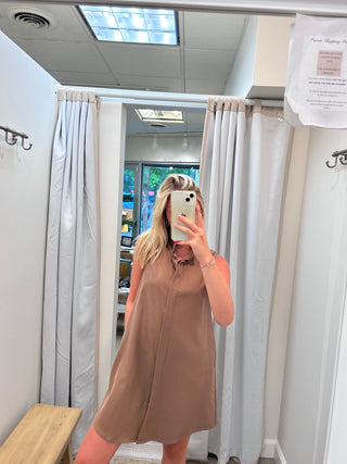 Jenny Sleeveless Collared Mini Dress Mocha