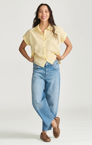 Nica Crop High Rise Crop Barrel - Light Brushed Classic Blue