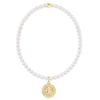Classic Pearl 3mm Bracelet - Protection Gold Disc // Enewton