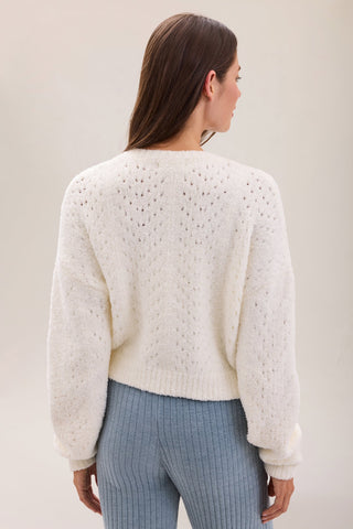 CozyChic® Pointelle Cropped Cardigan - Pearl // Barefoot Dreams