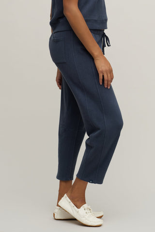 Brushed Fleece Seamed Ankle Pant - Indigo // Barefoot Dreams
