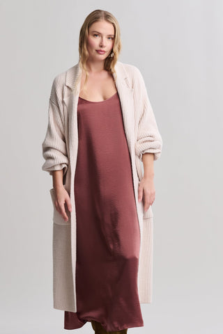 CozyChic® Cotton Rib Long Coat- Sand Dune