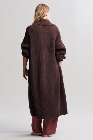 CozyChic® Cotton Rib Long Coat- Umber