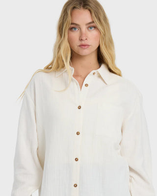 Wanderer Solid Long Sleeve Woven Shirt - Crystal // Billabong