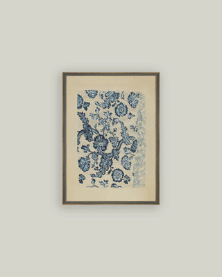 Blue Textile Pattern 11 x 15 Gray Brown Skinny Art
