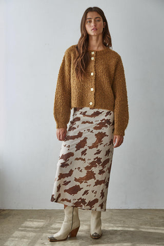 Clara Plush Cardigan Top - Dark Mustard