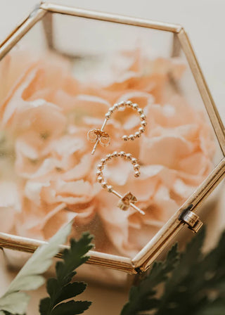 Beaded Huggie Hoops | 14k Gold Fill + Sterling Silver - Sterling Silver // Hello Adorn