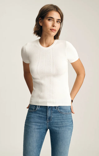 Mavi Pointelle Short Sleeve Sweater - Antique White