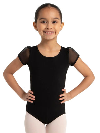 11311C Puff Sleeve Keyhole Back Leotard - Black