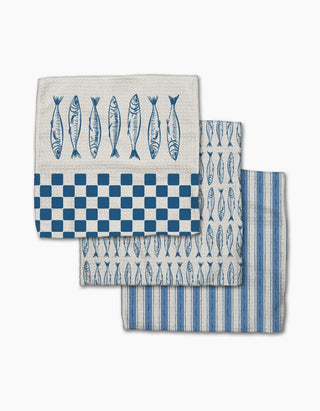 Sardine Check Blue Dishcloth Set | Geometry