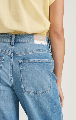 Nica Crop High Rise Crop Barrel - Light Brushed Classic Blue