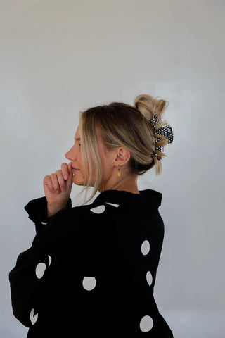 Kaxi Black & White Polka Dot Claw - Oversized