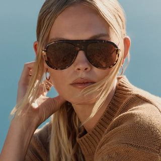 DIFF Cleo Aviator Rich Tortoise Sunglasses